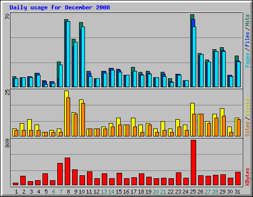 Daily usage for December 2008