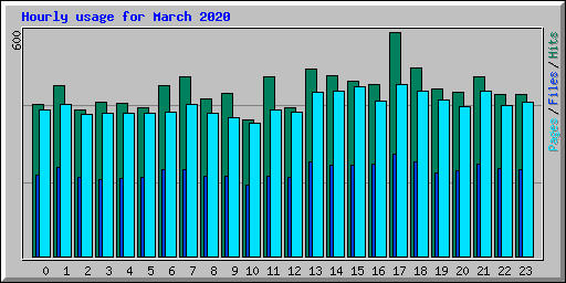 Hourly usage for March 2020